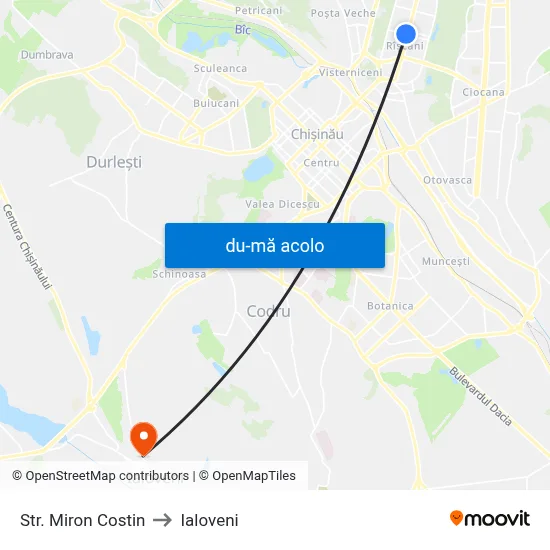 Harta de Str. Miron Costin către Ialoveni