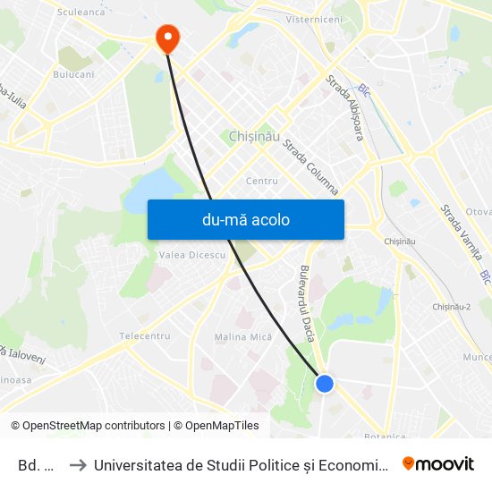 Harta de Bd. Dacia către Universitatea de Studii Politice și Economice Europene (USPEE)