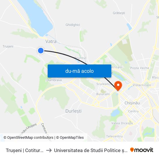 Harta de Trușeni | Cotitura Spre Dumbrava către Universitatea de Studii Politice și Economice Europene (USPEE)