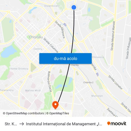 Harta de Str. Kiev către Institutul Internațional de Management „Imi-Nova”