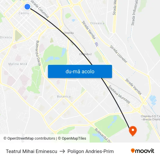 Harta de Teatrul Mihai Eminescu către Poligon Andries-Prim