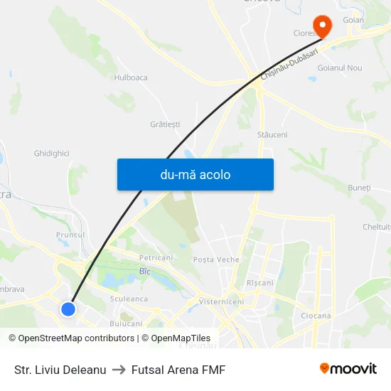 Harta de Str. Liviu Deleanu către Futsal Arena FMF