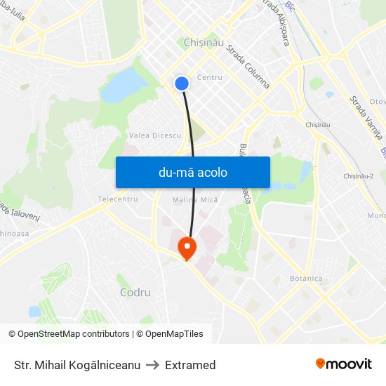 Harta de Str. Mihail Kogălniceanu către Extramed