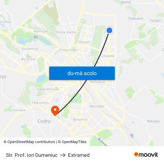 Harta de Str. Prof. Ion Dumeniuc către Extramed