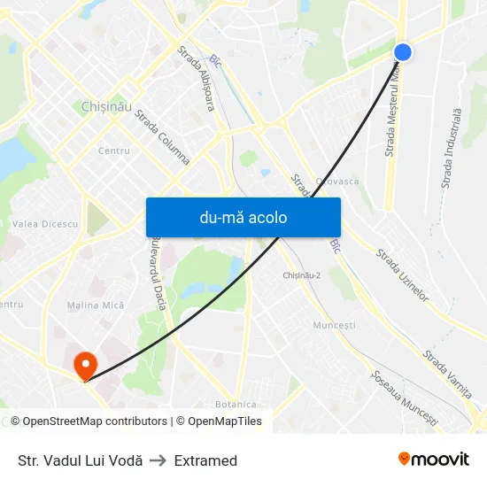 Harta de Str. Vadul Lui Vodă către Extramed