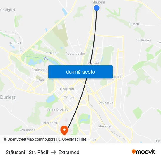 Harta de Stăuceni | Str. Păcii către Extramed