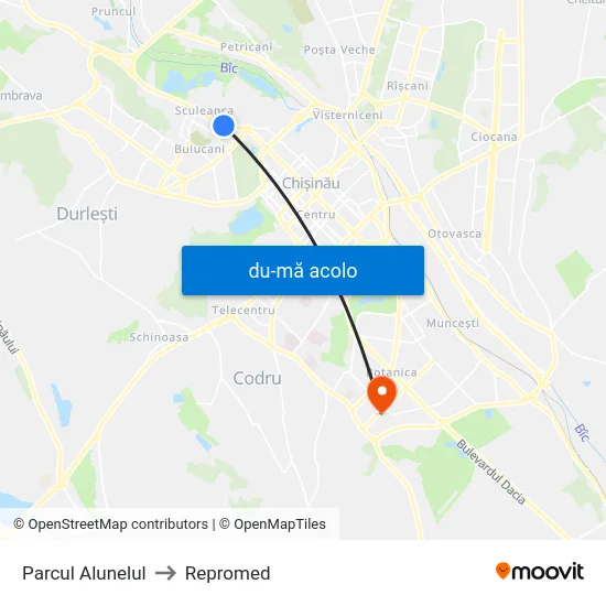 Harta de Parcul Alunelul către Repromed