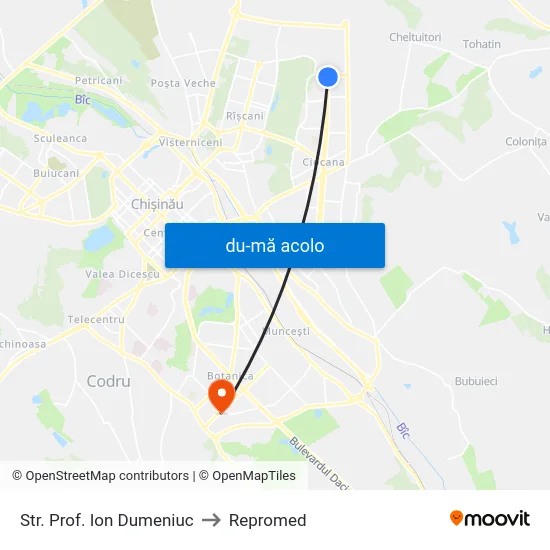 Harta de Str. Prof. Ion Dumeniuc către Repromed