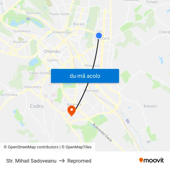 Harta de Str. Mihail Sadoveanu către Repromed