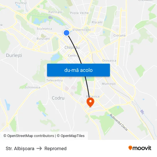 Harta de Str. Albișoara către Repromed