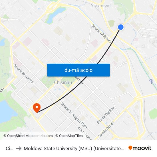 Harta de Circul către Moldova State University (MSU) (Universitatea de Stat din Moldova (USM))