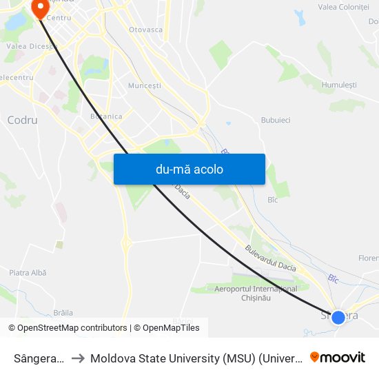 Harta de Sângera | Primăria către Moldova State University (MSU) (Universitatea de Stat din Moldova (USM))