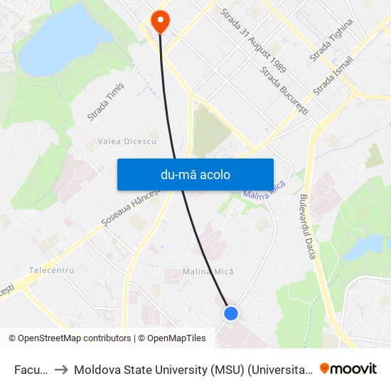 Harta de Facultativă către Moldova State University (MSU) (Universitatea de Stat din Moldova (USM))