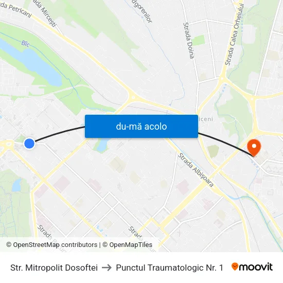 Harta de Str. Mitropolit Dosoftei către Punctul Traumatologic Nr. 1