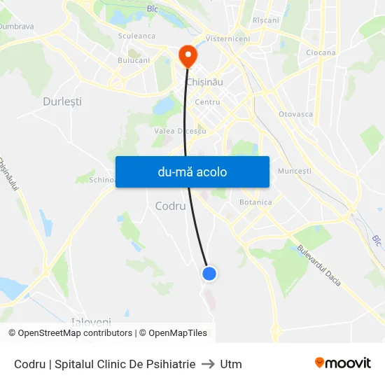 Harta de Codru | Spitalul Clinic De Psihiatrie către Utm