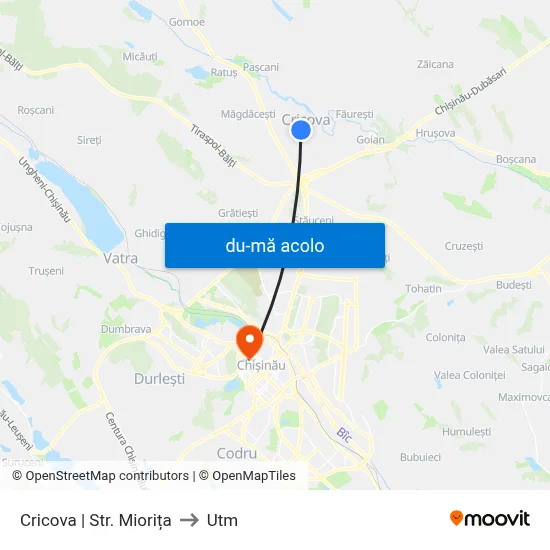 Harta de Cricova | Str. Miorița către Utm