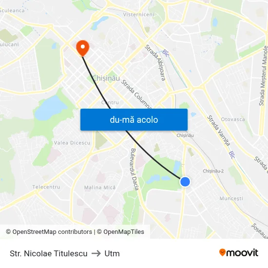 Harta de Str. Nicolae Titulescu către Utm