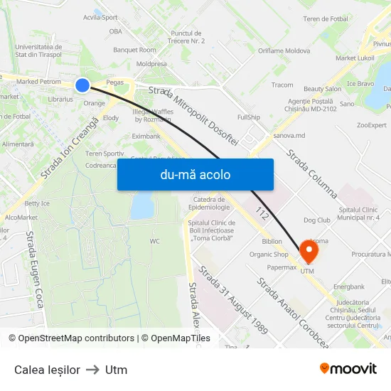 Harta de Calea Ieșilor către Utm