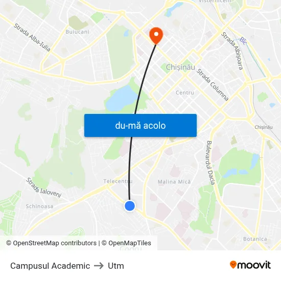 Harta de Campusul Academic către Utm