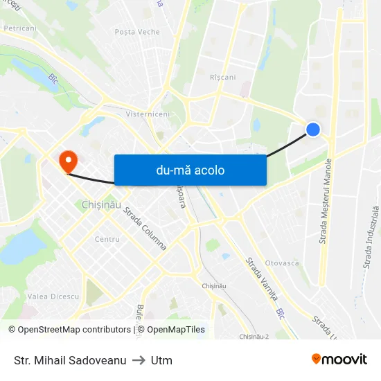 Harta de Str. Mihail Sadoveanu către Utm