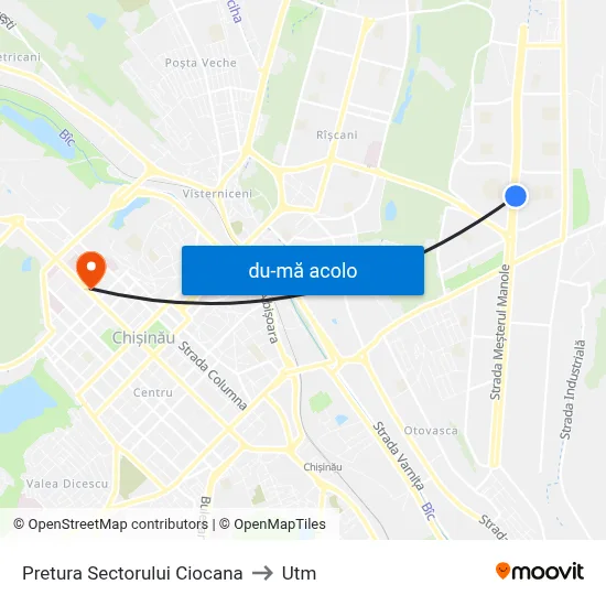 Harta de Pretura Sectorului Ciocana către Utm