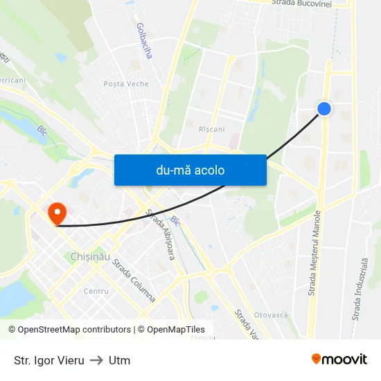 Harta de Str. Igor Vieru către Utm