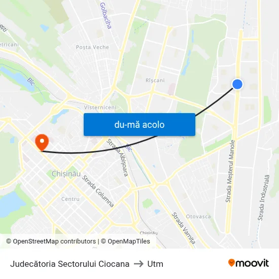 Harta de Judecătoria Sectorului Ciocana către Utm