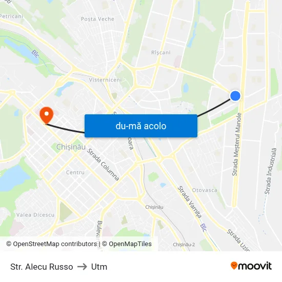 Harta de Str. Alecu Russo către Utm