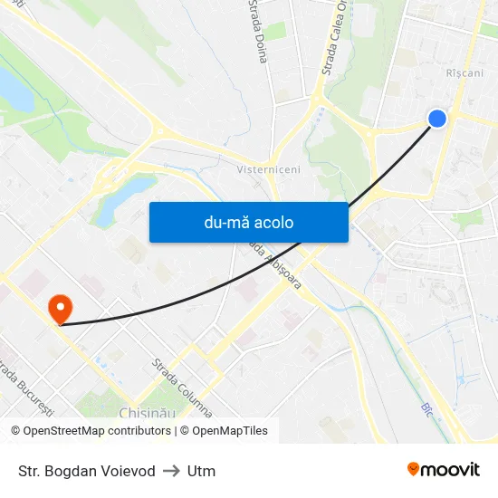 Harta de Str. Bogdan Voievod către Utm