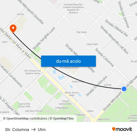 Harta de Str. Columna către Utm
