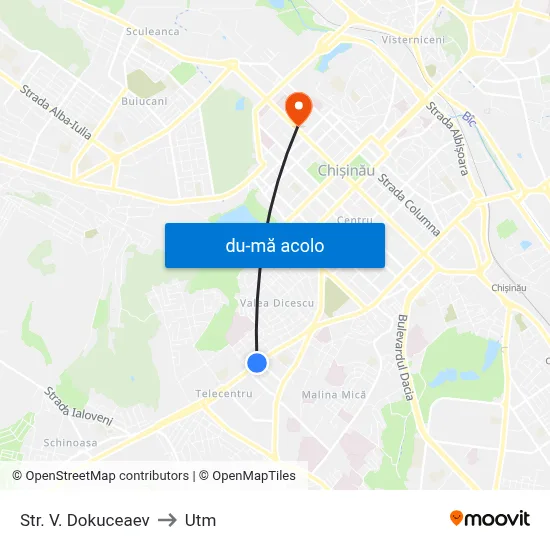 Harta de Str. V. Dokuceaev către Utm