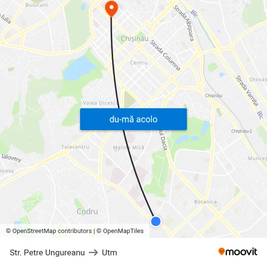 Harta de Str. Petre Ungureanu către Utm
