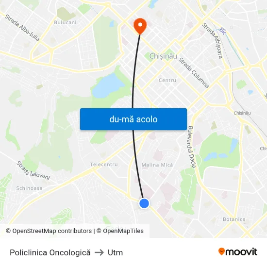 Harta de Policlinica Oncologică către Utm