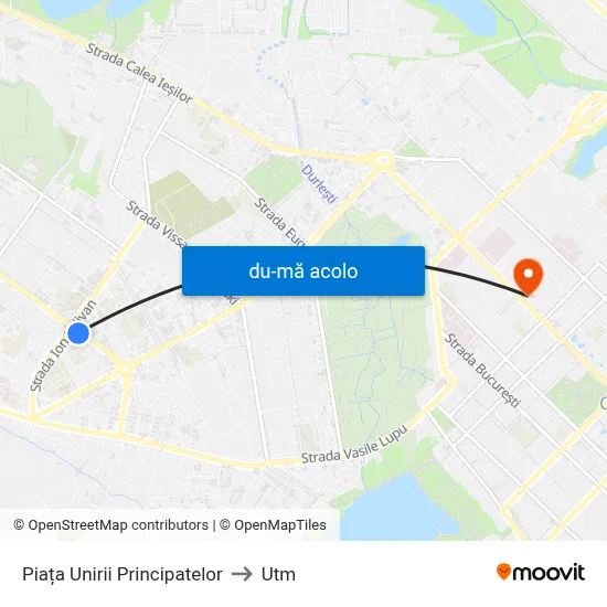 Harta de Piața Unirii Principatelor către Utm