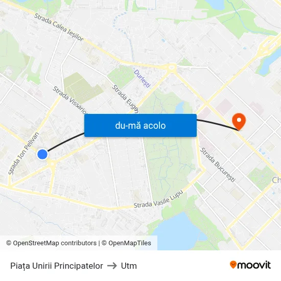 Harta de Piața Unirii Principatelor către Utm