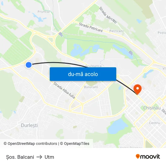 Harta de Șos. Balcani către Utm