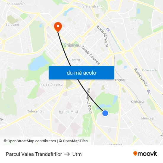 Harta de Parcul Valea Trandafirilor către Utm