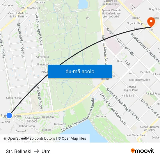 Harta de Str. Belinski către Utm