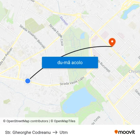 Harta de Str. Gheorghe Codreanu către Utm
