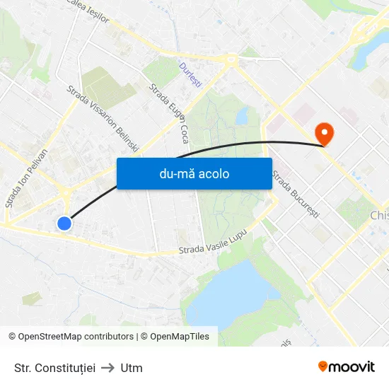 Harta de Str. Constituției către Utm