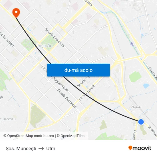 Harta de Șos. Muncești către Utm