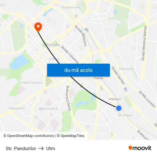 Harta de Str. Pandurilor către Utm