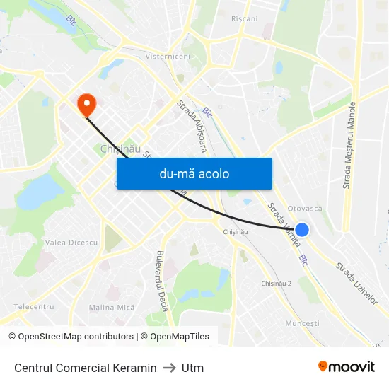 Harta de Centrul Comercial Keramin către Utm