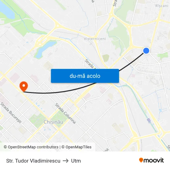 Harta de Str. Tudor Vladimirescu către Utm