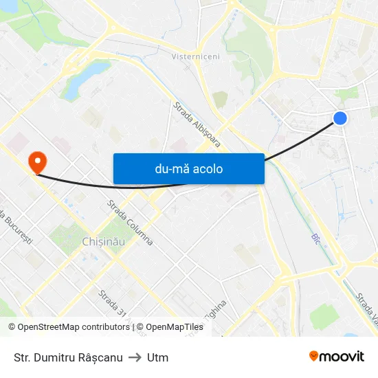 Harta de Str. Dumitru Râșcanu către Utm