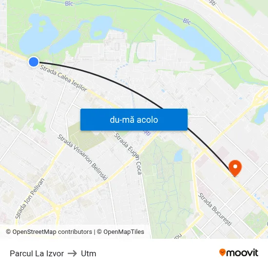 Harta de Parcul La Izvor către Utm