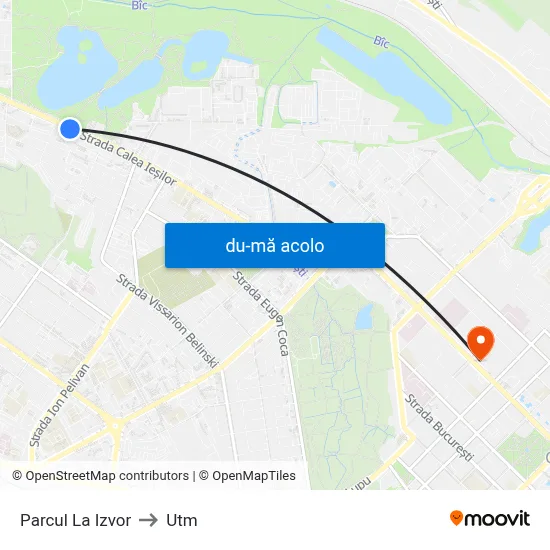 Harta de Parcul La Izvor către Utm