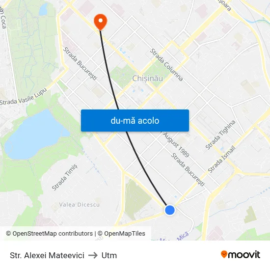 Harta de Str. Alexei Mateevici către Utm