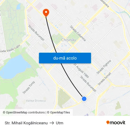 Harta de Str. Mihail Kogălniceanu către Utm