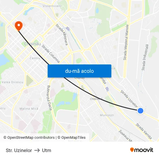 Harta de Str. Uzinelor către Utm